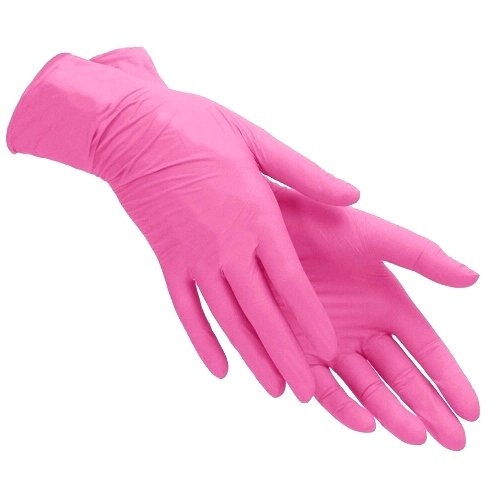 Перчатки нитриловые, розовые, одноразовые, неопудренные, нестерильные