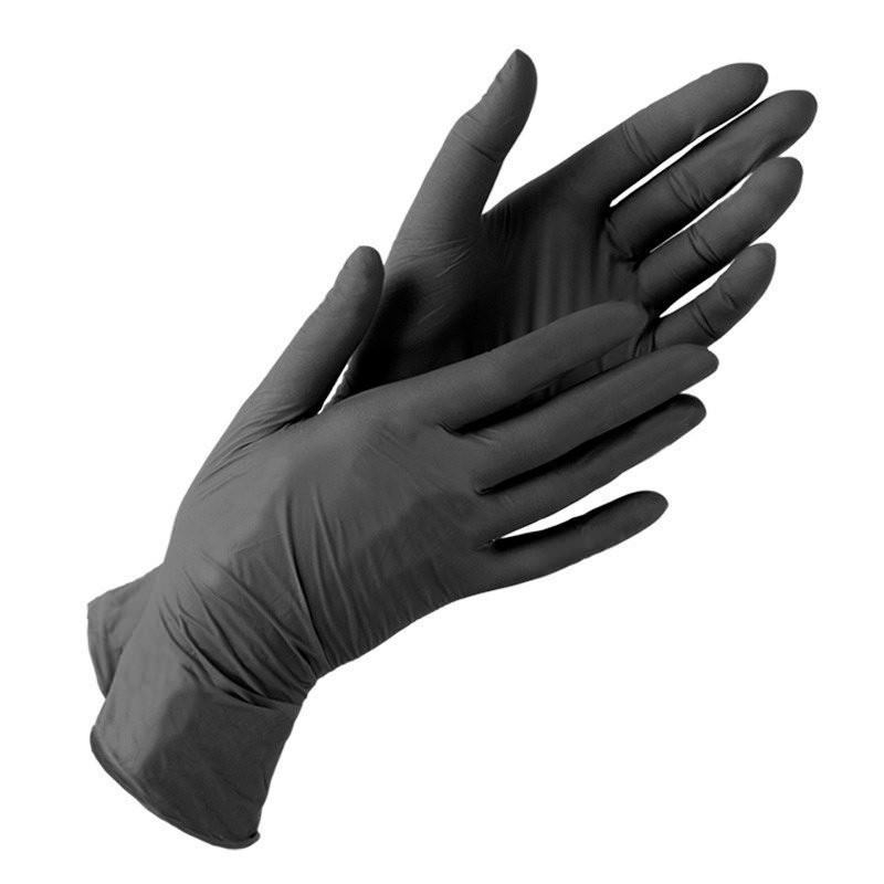 Перчатки "Sunviv" нитриловые, черные, одноразовые, неопудренные, нестерильные, Малайзия. Размер S и М